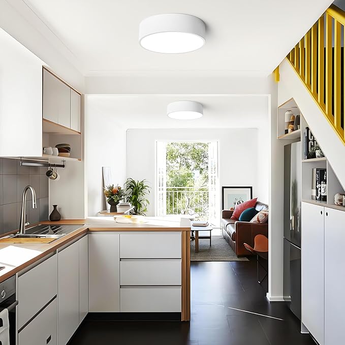 Dimmable LED White Flush Mount Ceiling Light Fixture, Modern Round Hallway - Image 2
