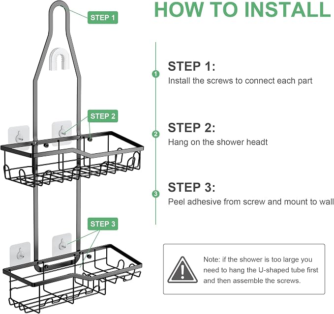 Shower Caddy Hanging, Rustproof Anti-Swing Shower Organizer, Hanging Bathroom - Image 7