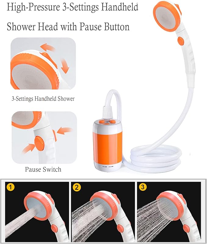 Iron Hammer Portable Shower Electric Shower Camping Shower Built-in 5000mAh - Image 4