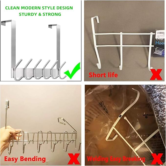 DOKU Over The Door Hooks, Stainless Steel Heavy Duty Over Door Hanger Holder - Image 6