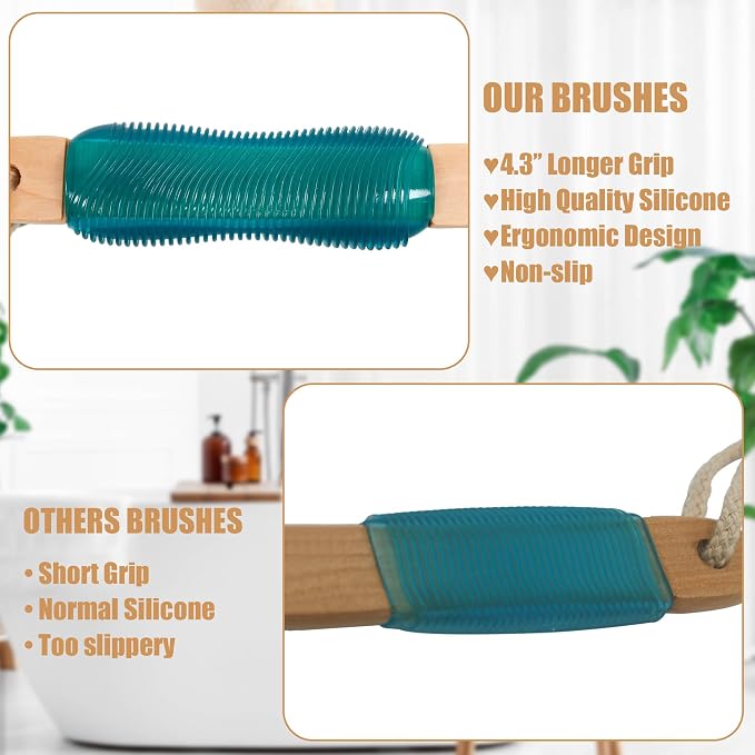 OWIIZI Back Scrubber for Shower Large Surface Body Scrub Brush Stiff Boar - Image 7