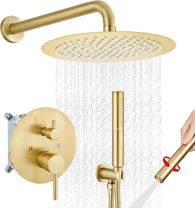 Airuida Shower Fixtures 2 Functions Shower Faucet Set Wall Mounted by Airuida