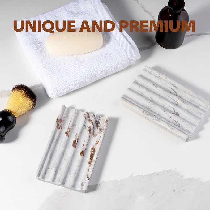 Soap Holder, Marble Soap Dish for Shower, Bar Soaps Holder - Image 3