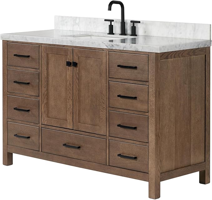 ARIEL Cambridge 55 Inch Single Rectangle Sink Bathroom Vanity - Image 4
