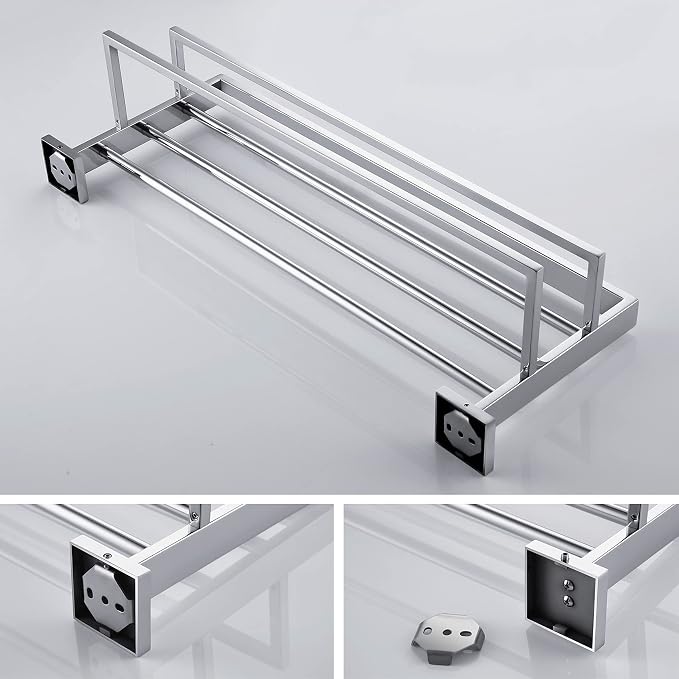 KOKOSIRI 24'' Bathroom Towel Shelf Chrome Towel Rack - Image 8