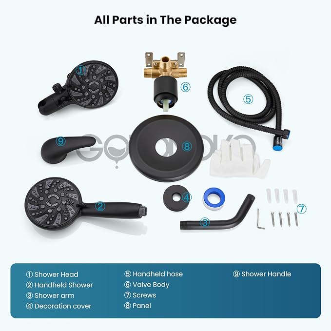 gotonovo Dual 2 in 1 Shower Head Kit High Pressure Combo System Shower Faucet 6 - Image 9