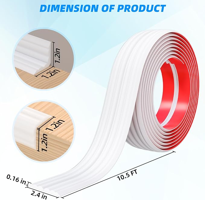 10FT Flexible Wall Corner Protector Moulding Trim, Peel and Stick Inside & - Image 4