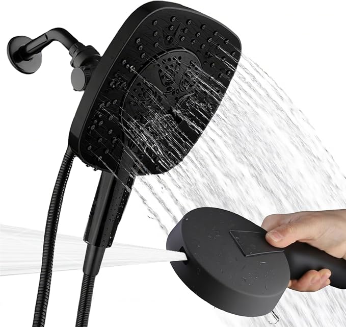 Black Shower Head with Handheld Spray Combo 2 in 1 Rainfall High Pressure with by Botare