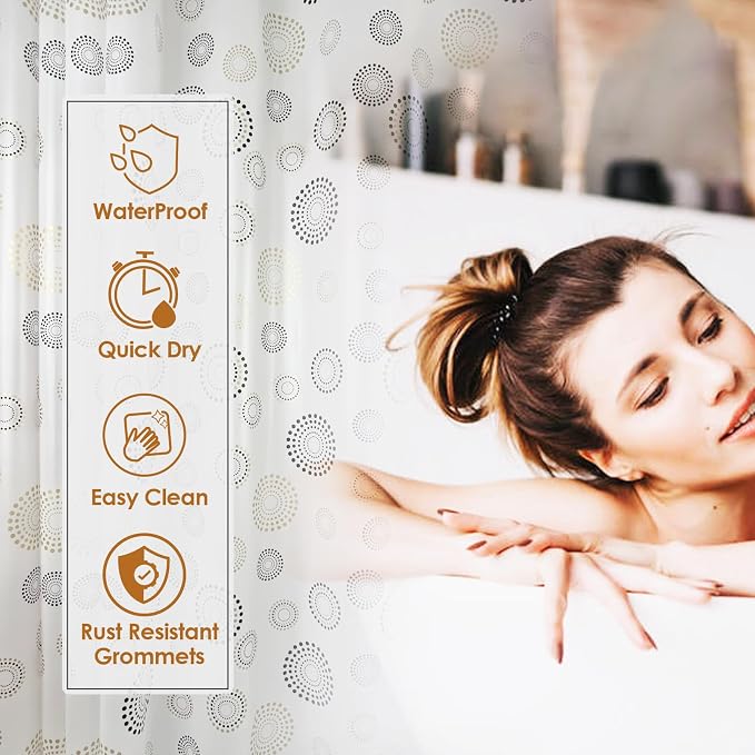 Plastic Shower Curtain Liner, Waterproof Printed PEVA Shower Curtain - Image 6