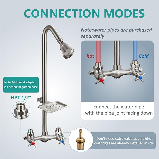 Aolemi Outdoor Shower Kit, Outdoor Shower Fixtures Faucet System - Image 8
