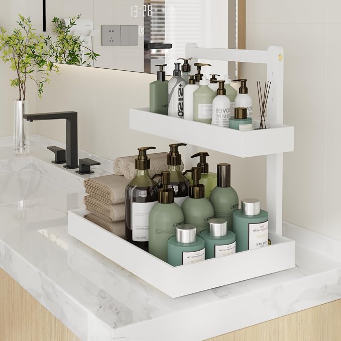 Bamboo Under Sink Organizer and Storage, 2 Tier Pull Out Cabinet Organizer - Image 8