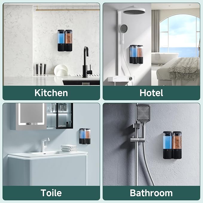 Shampoo and Conditioner Dispenser Wall Mounted No Drill, Shower Soap Dispenser - Image 7