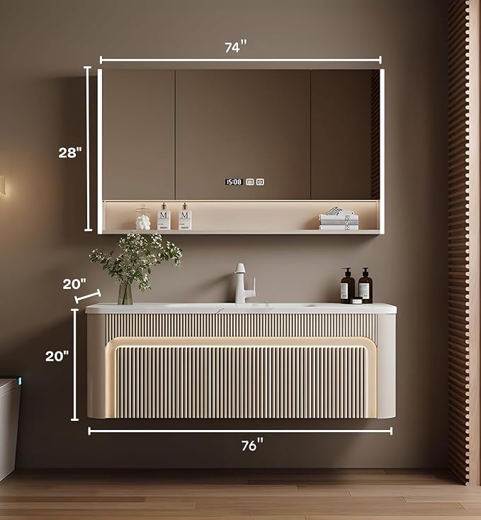 76” Bathroom Vanity Set, Floating Bathroom Vanities - Image 2