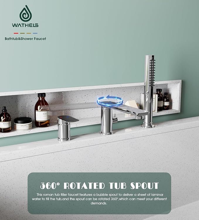 Modern Chrome Roman Tub Faucet - Image 3