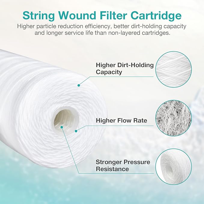 SimPure 5 Micron 10" x 4.5" String Wound Sediment Water Filter Cartridge - Image 3