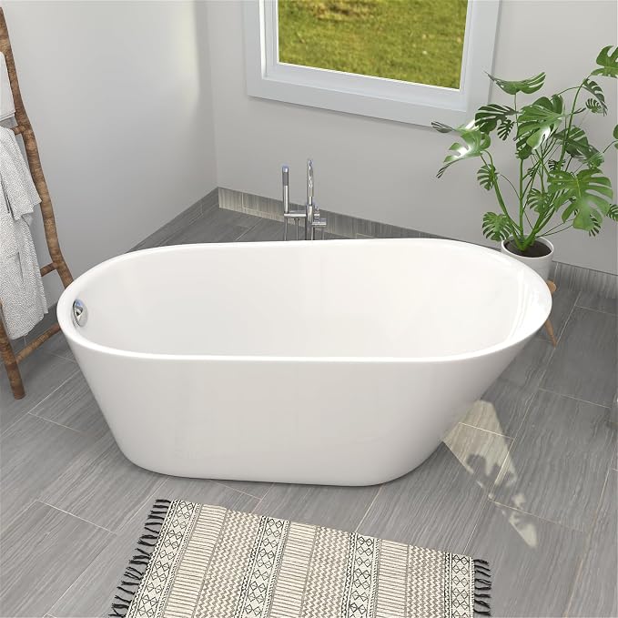 65" Acrylic Freestanding Bathtub, Single Slipper Free Standing Tub, Soaking Tub - Image 8
