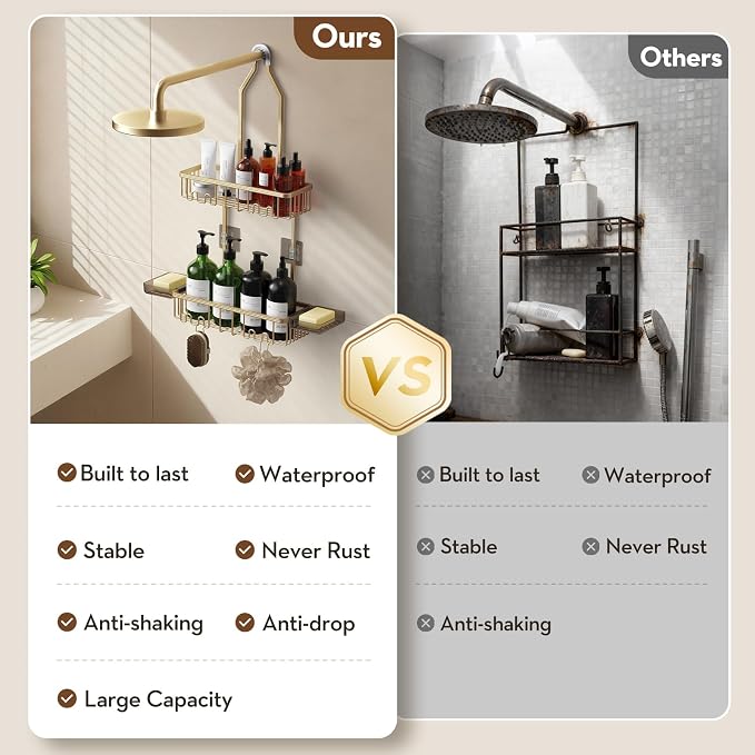 Shower Caddy Hanging, Shower Organizer Hanging, Aluminum Shower Racks - Image 9