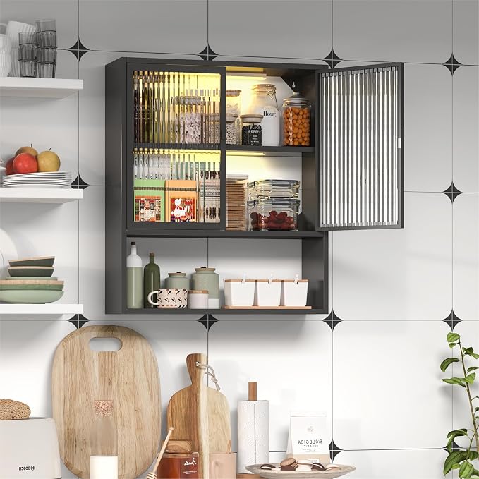 Metal Medicine Cabinet with Glass Doors, Space Saver Bathroom Cabinets Wall - Image 8