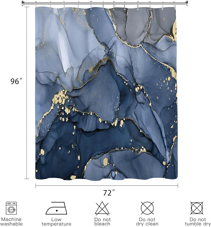 Extra Long Shower Curtain 72 x 96 Inch, Modern Luxury Art Ink Fabric Shower - Image 6