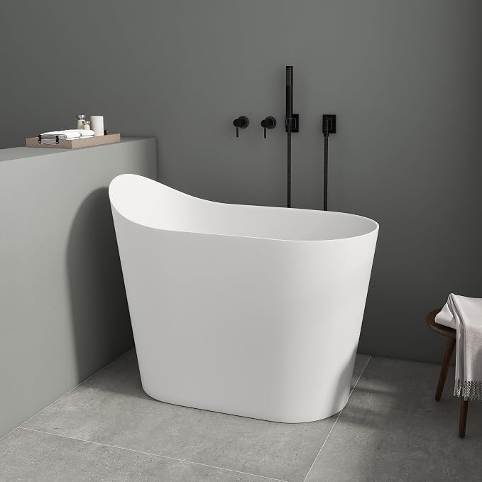 SJ Star&Jane 43" Solid Surface Japanese Soaking Bathtub Stone Resin - Image 8