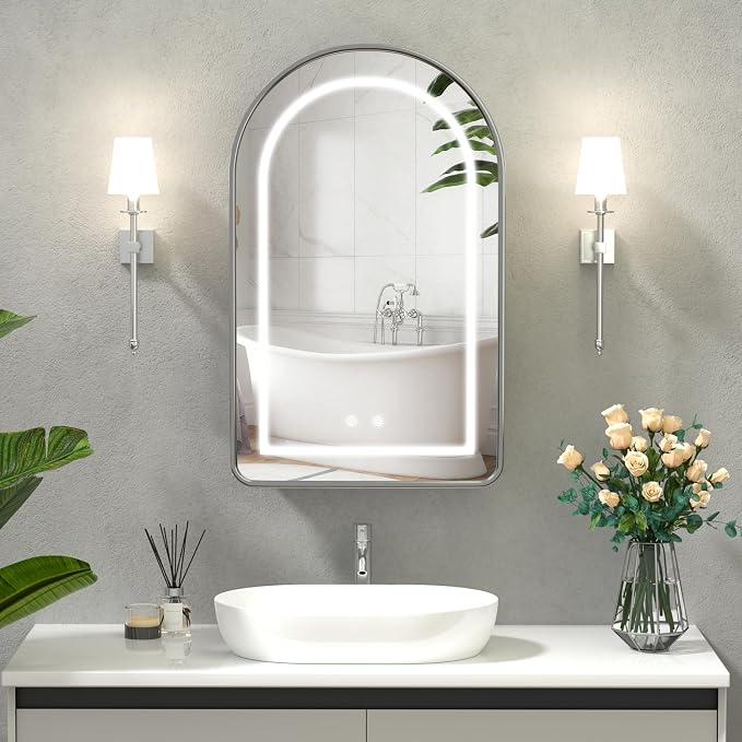 20x31 Inch Arched LED Medicine Cabinet by Mepplzian