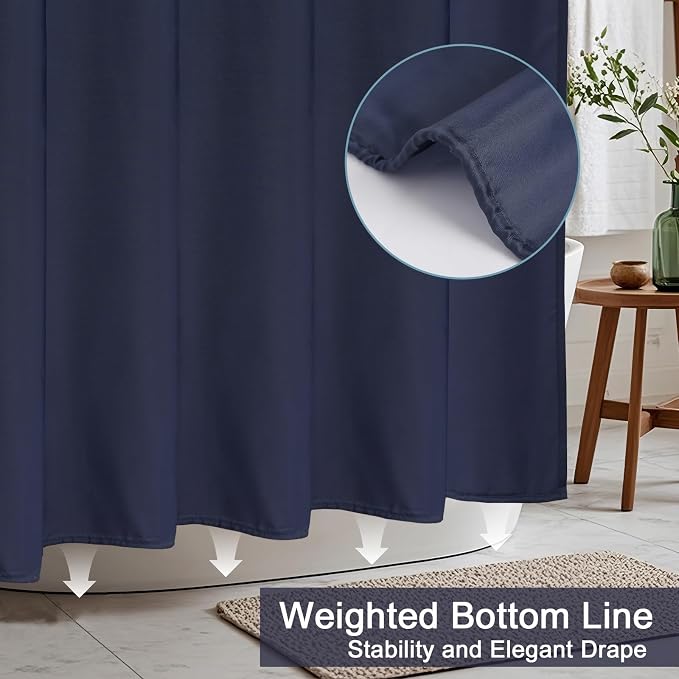AooHome Small Shower Curtain Liner, Polyester Soft Solid Color Shower Curtain - Image 3
