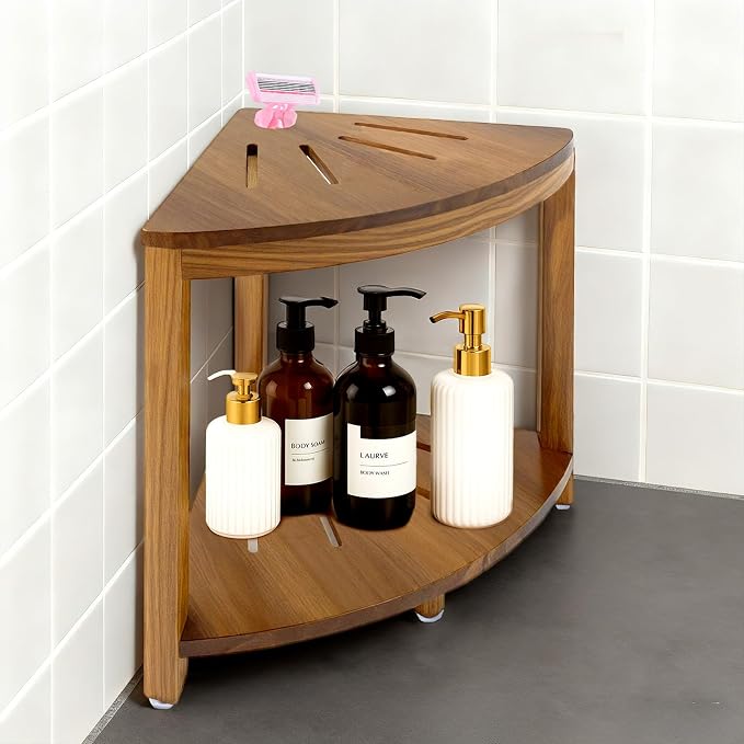 Corner Shower Stool 14.5 in, Shower Foot Rest by Unknown