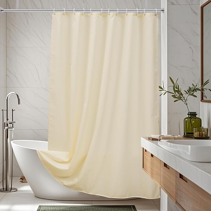AooHome Extra Long Fabric Shower Curtain, Polyester Solid Shower Curtain Liner - Image 2