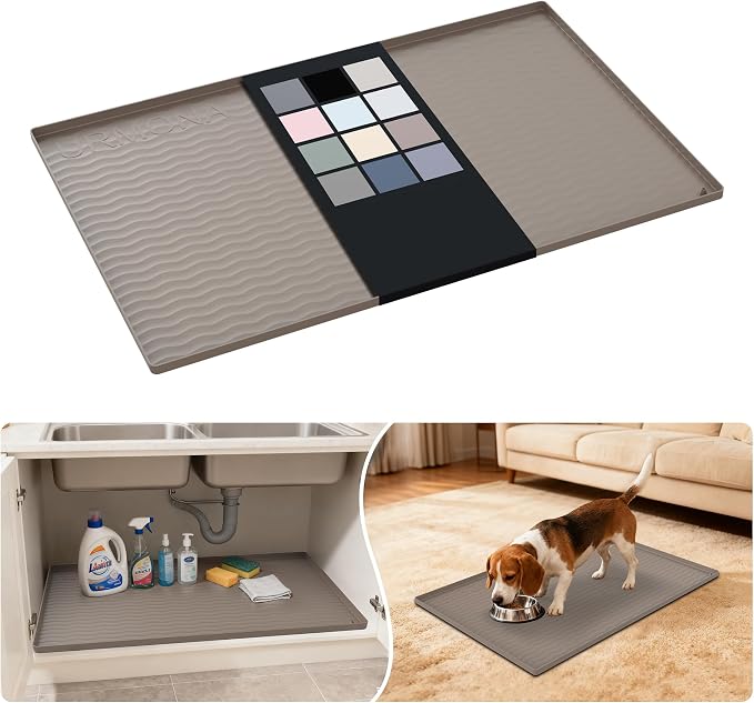 URMONA Waterproof Silicone Under Sink Mat 34'' x 22'' Shelf Liner by URMONA