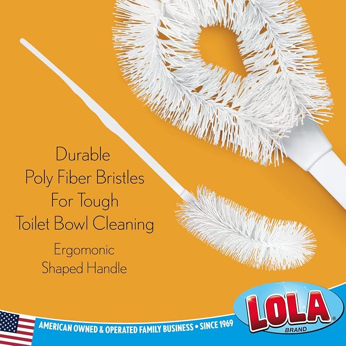 LOLA Toilet Bowl Brush w/Curved Head, Coated Wire, Durable Poly Bristles - Image 4