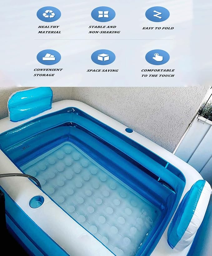 Double Inflatable Bathtub with Electric Air Pump and Bath Pillow Headrest - Image 9