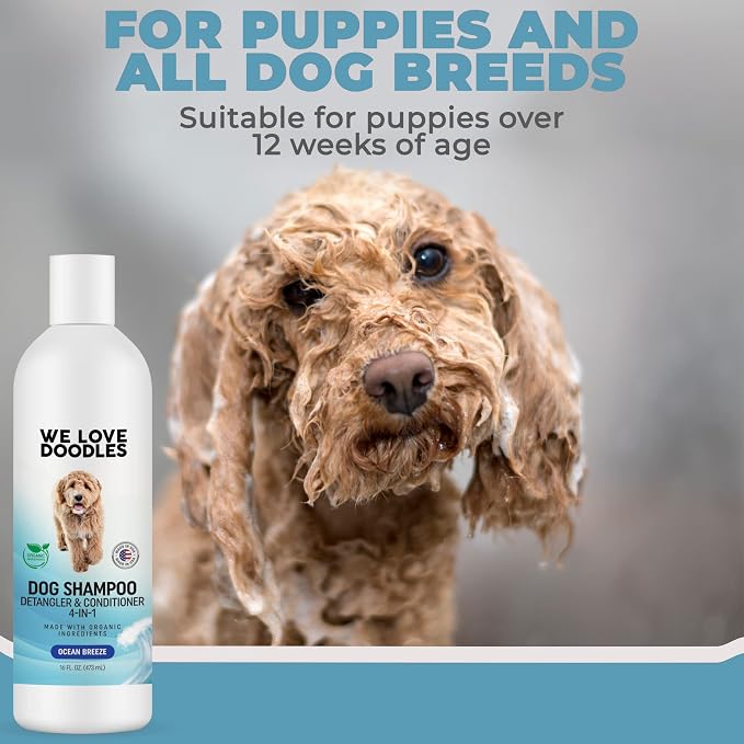 We Love Doodles 2 PACK Pet Rubber Bath Brush and Dog Shampoo - Image 8