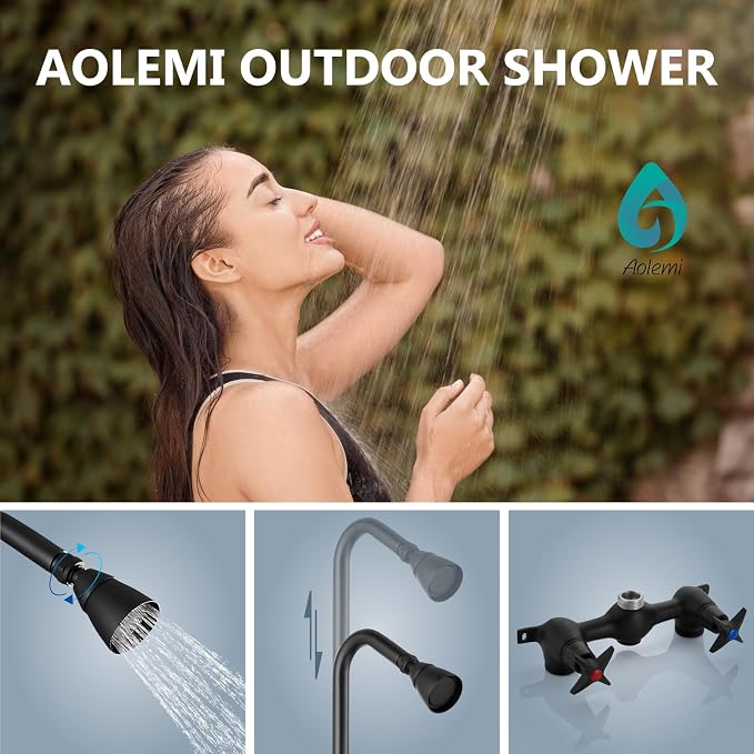 Aolemi Outdoor Shower Kit Fixtures Faucet System Double Handle Exposed Shower - Image 2