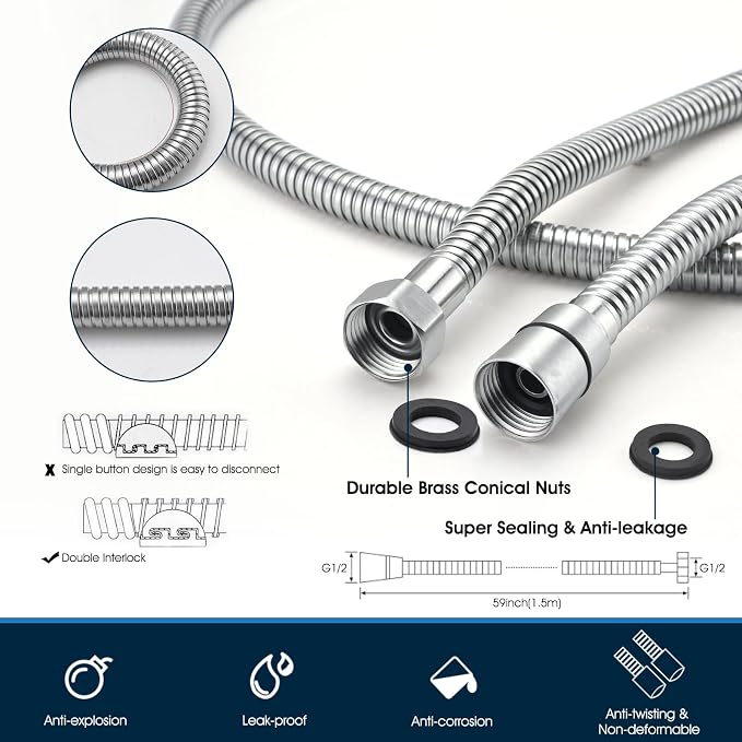 All-Metal High Pressure Square Handheld Shower Head - Image 7