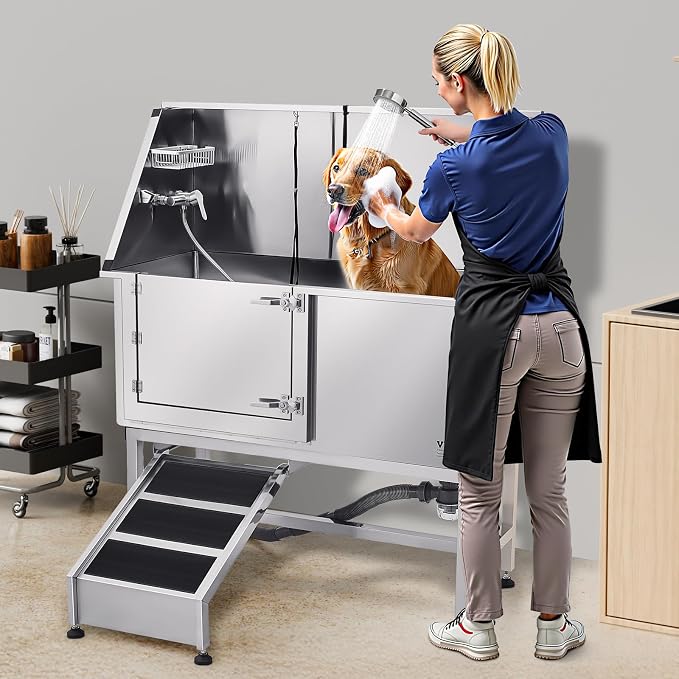 VEVOR Stainless Steel Dog Washing Station, Professional 62 inch Pet Grooming - Image 8