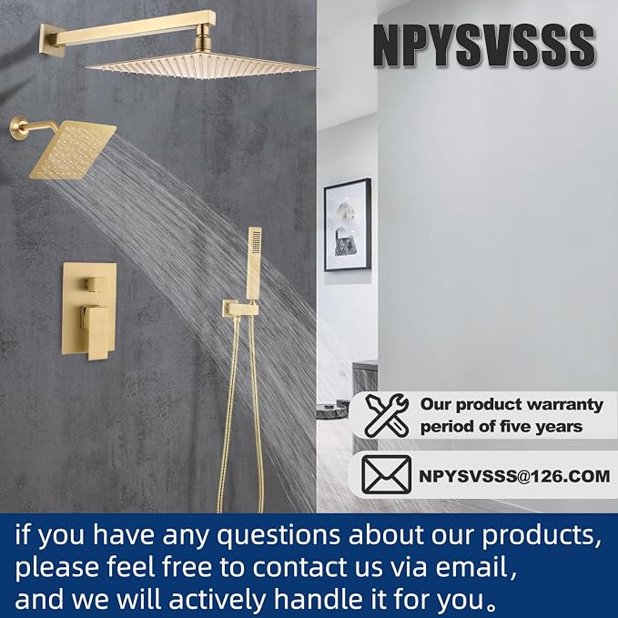 12" Shower Faucet Set Rain Shower System - Image 8