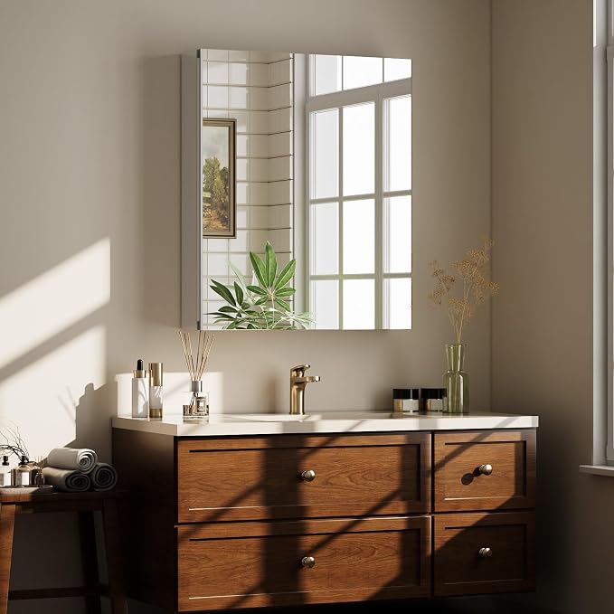 Bathroom Medicine Cabinet with Mirror, 16 Inch x 24 Inch Bathroom Mirror - Image 7
