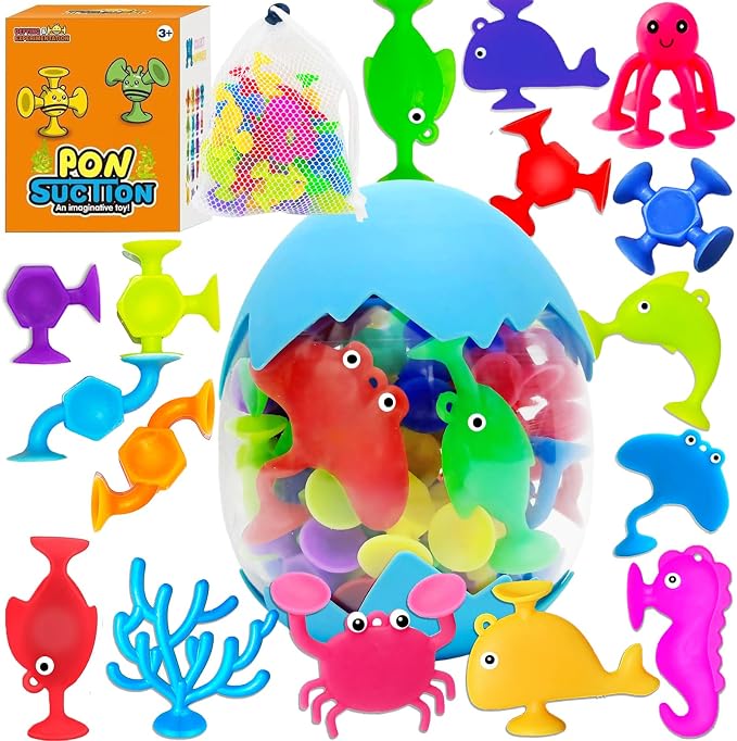 32PCS Suction Cup Bath Toys for Kids Ages 1-3 Ocean Animal Suction Bath Toys by Unknown