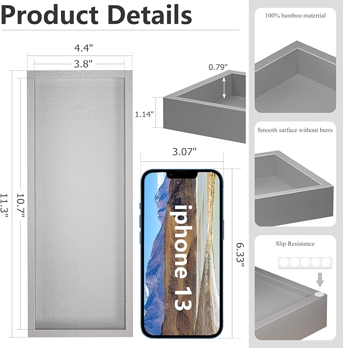 ZHWS Bathroom Vanity Tray for Toilet Tank, Decorative Tray, Kitchen Tray - Image 6