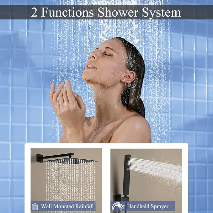 Shower Faucet Set 16 Inch Wall Mount Rain Shower System, All Metal Shower - Image 3