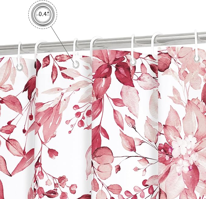 Gibelle Long Shower Curtain 72 x 78, Tall Pink Floral Shower Curtain - Image 5