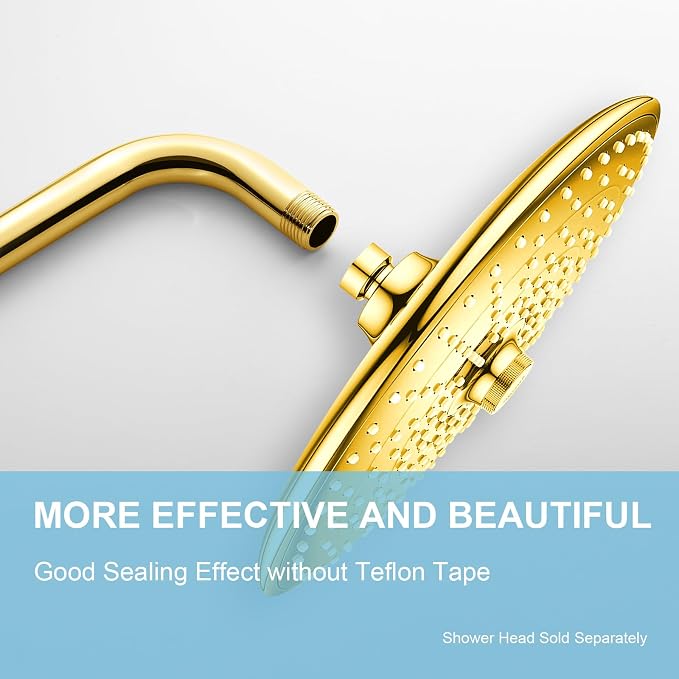 OFFO Shower Arm with Flange, 24 in Bright Gold Wall Mount Replacement Angle - Image 2