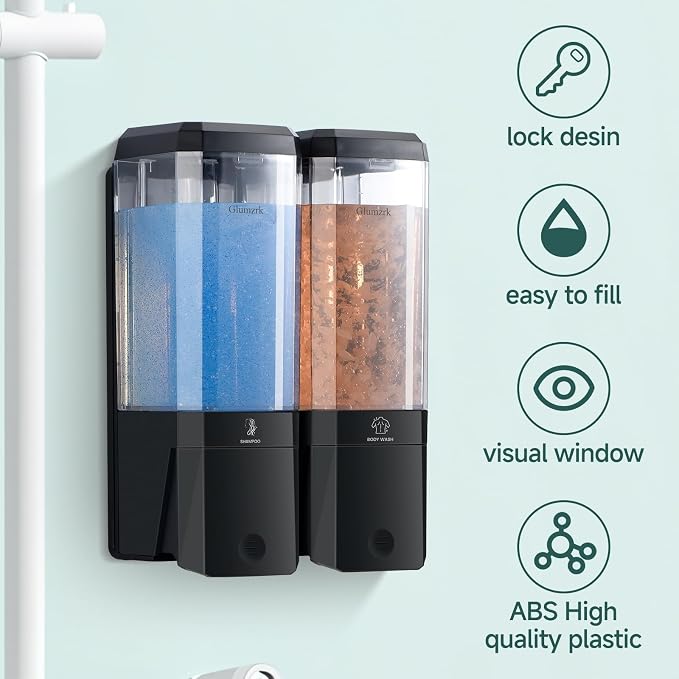 Shampoo and Conditioner Dispenser Wall Mounted No Drill, Shower Soap Dispenser - Image 3