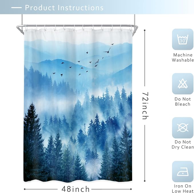 Riyidecor Navy Blue Shower Curtain 48Wx72H Inch, Stall Narrow Rv Small Nature - Image 5