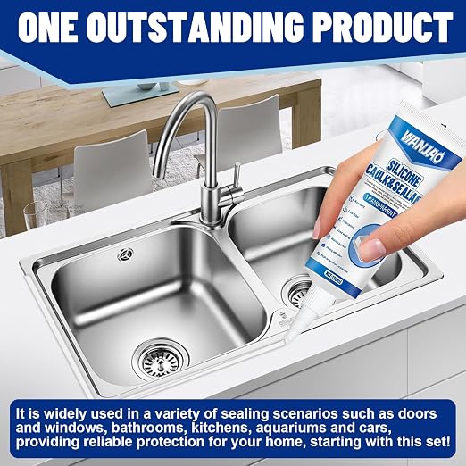 2PCS Clear Caulking Silicone Waterproof, Silicone Sealant Waterproof Clear High - Image 2