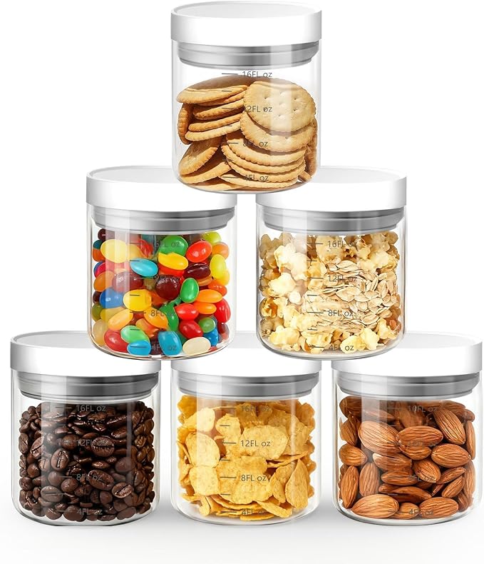 Danbark Set of 6 18oz Airtight Glass Storage Canisters by Unknown