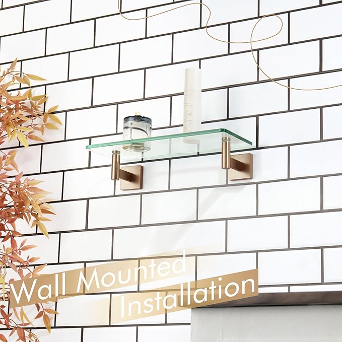 KOKOSIRI Wall Shelves Bathroom Hardware Glass Floating Shelf Small Hanging Rack - Image 2