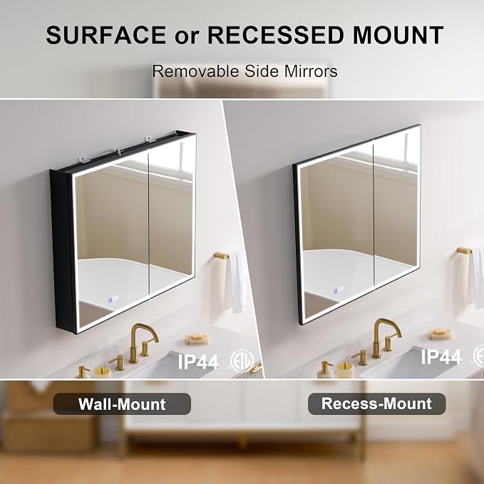 WELLFOR 36" X 30" LED Mirrored Medicine Cabinet, Medicine Cabinets - Image 10