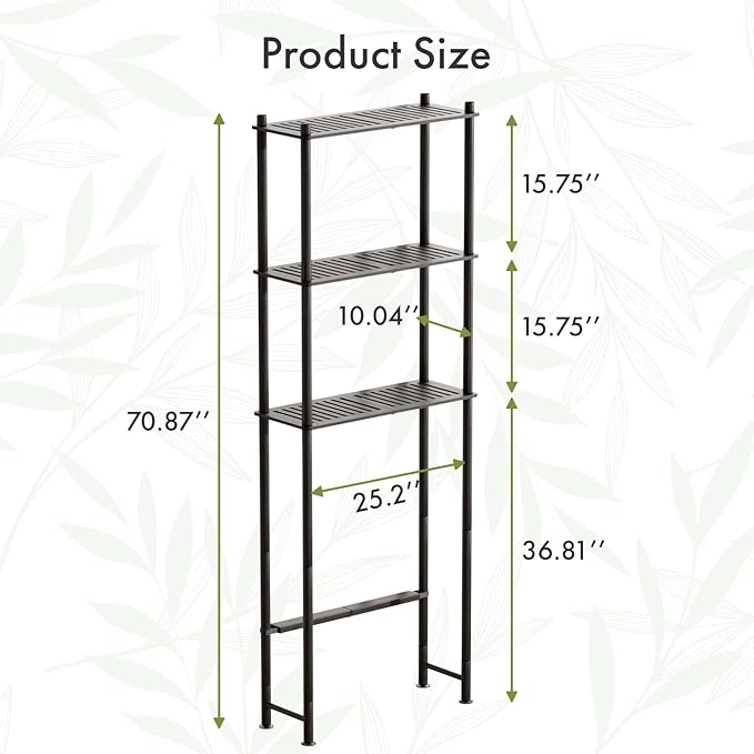 AmazerBath Bamboo Over The Toilet Storage Shelf, Over Toilet Bathroom Organizer - Image 2