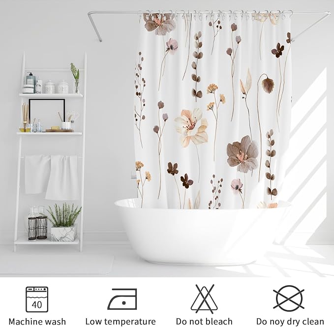 Gibelle Small Stall Shower Curtain 36 x 72, Narrow Half Watercolor Floral - Image 6